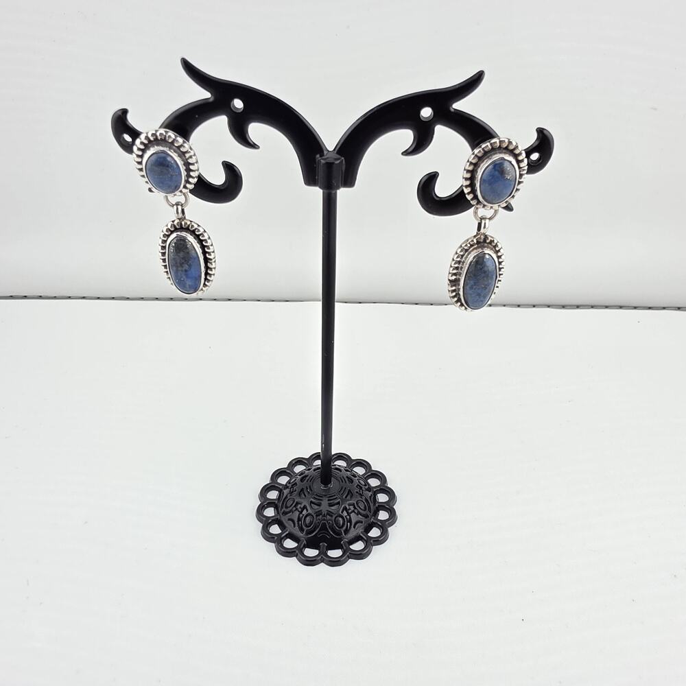 Vintage 1997 Signed G. Yazzie Navajo 925 Sterling Silver Copper Quartz Earrings